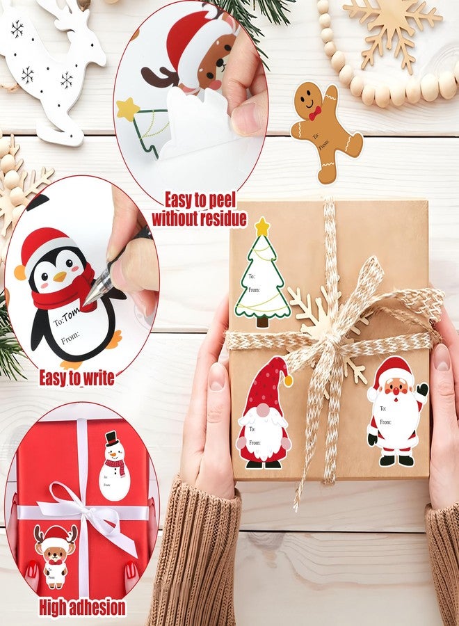 Fairooth 320 PCS Christmas Gift Tags Stickers 3.3" x 2.3" Xmas Labels Stickers Self-Adhesive Snowman Santa Claus Gingerbread Name Tags for Christmas Presents Gift Boxes Bags Wrapping Paper Decorations - Image 3